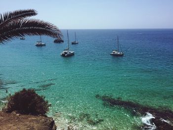 Scenic view of sea against clear sky