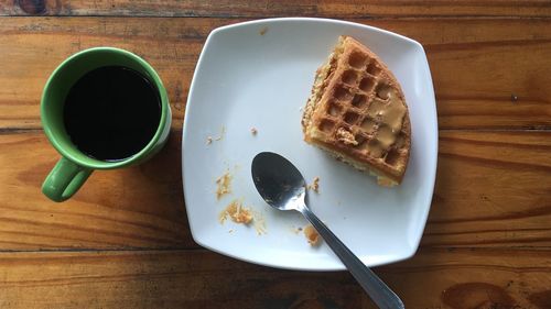 Directly above shot of breakfast served on table