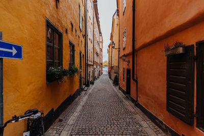 Narrow alley amidst buildings in city