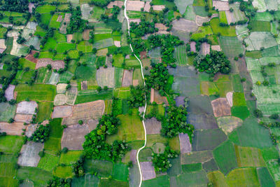 High angle view of buildings in city