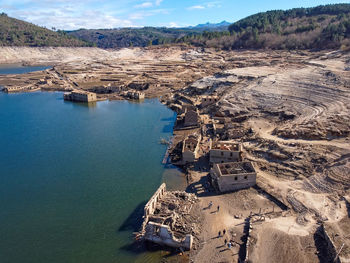 High angle view of beach