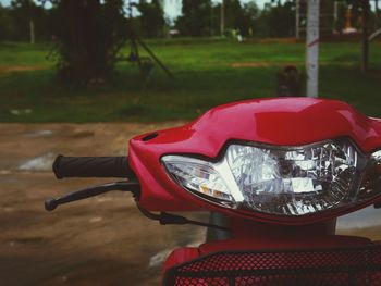 Close-up of red bicycle