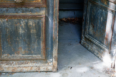 Close-up of old wooden door