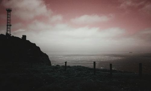 Scenic view of sea against cloudy sky