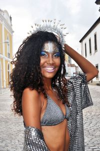 Portrait of young woman in bikini