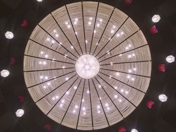 Low angle view of illuminated ceiling