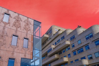 Low angle view of building against blue sky