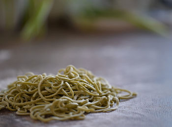 Close-up of noodles on table