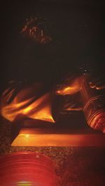 Close-up of fire at night