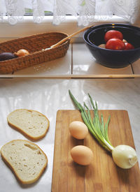 Close-up of food on cutting board