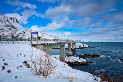 Scenic view of sea against sky during winter