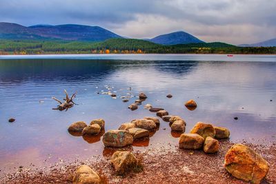 Scenic view of lake against sky