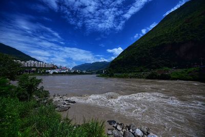 Scenic view of river against sky