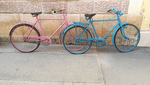 Bicycles on bicycle in city