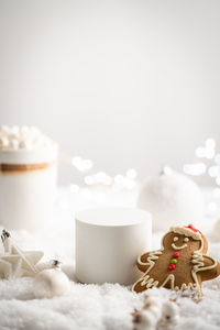 Close-up of christmas decorations on table