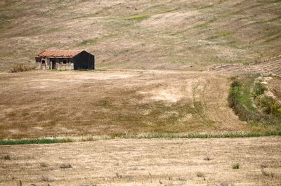 Abandoned farm on a field