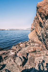 Scenic view of sea against clear sky