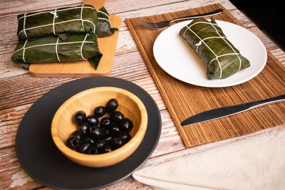 Hallaca on the table, the traditional dish of venezuelan christmas