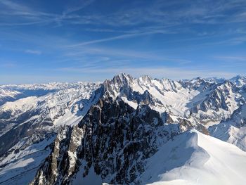 Snow covered mountains against sky