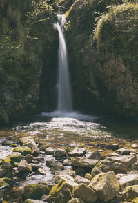 Scenic view of waterfall