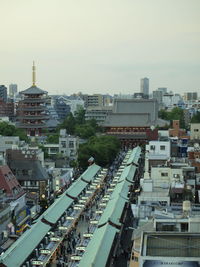 High angle view of street amidst buildings in city