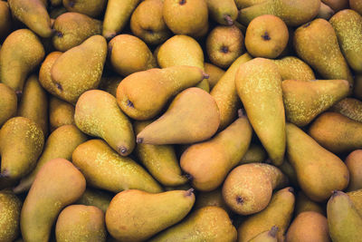 Full frame shot of pears for sale in market