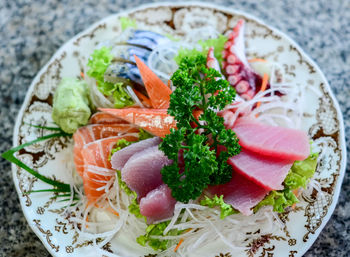 Close-up of salad in plate at table