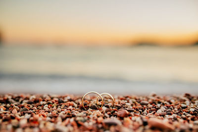 Close-up of stones on beach