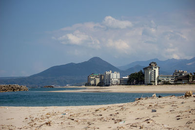 Scenic view of beach against sky