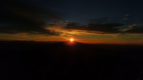 Scenic view of silhouette landscape against sky during sunset