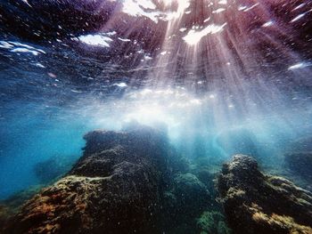 Aerial view of sea and rocks
