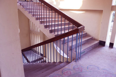 High angle view of spiral staircase in building