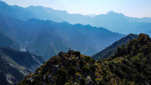 Scenic view of mountains against sky in tuscany. 