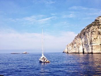 Boat sailing in sea
