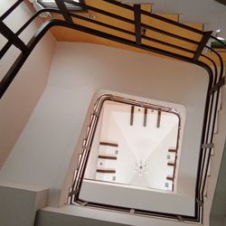 Low angle view of spiral staircase against building