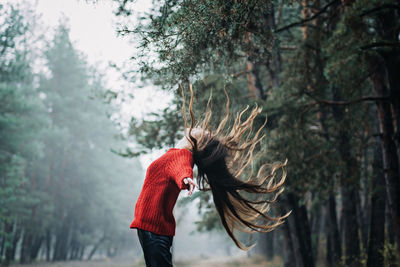 Nervous breakdown, mental breakdown. exited woman with long fluttering hair express emotions