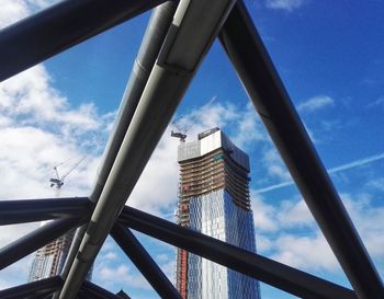 Low angle view of skyscrapers against sky