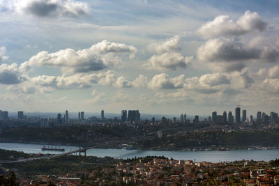 Modern buildings in city against sky