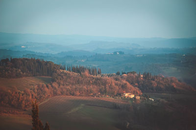 High angle view of mountain range