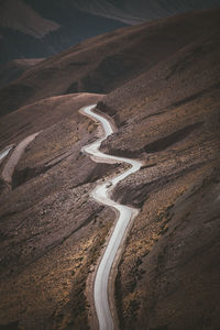 High angle view of road on field