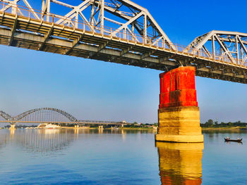 Bridge over river against blue sky