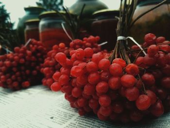 Close-up of red for sale in market