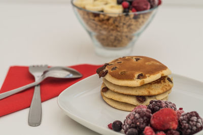 Close-up of dessert in plate on table