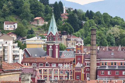 Sarajevo, bosnia and herzegovina - may 26 2019. aerial view of the church of saint anthony of padua.