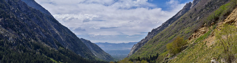 Panoramic view of mountains against sky