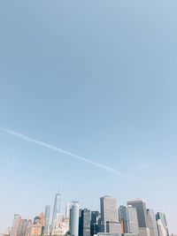 Low angle view of buildings against clear sky