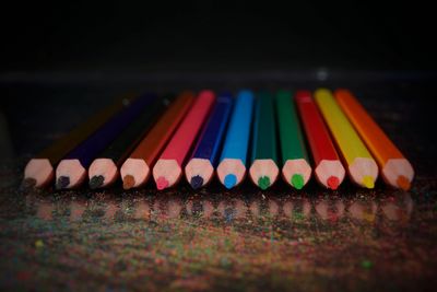 Close-up of multi colored pencils