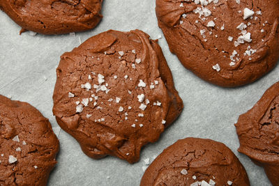 High angle view of cookies