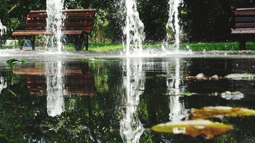 Water fountain in lake