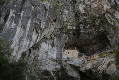 Low angle view of buildings on mountain